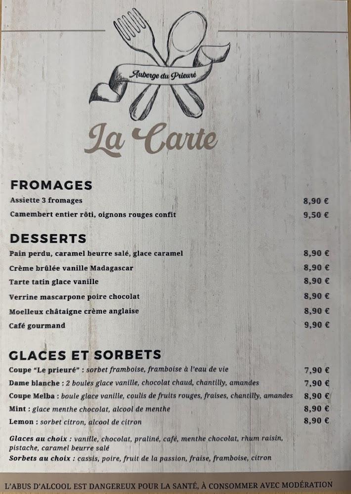 Auberge du Prieuré - Menu Image 1