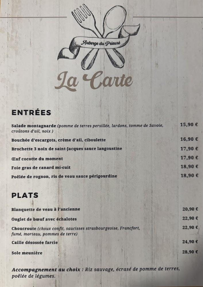 Auberge du Prieuré - Menu Image 2